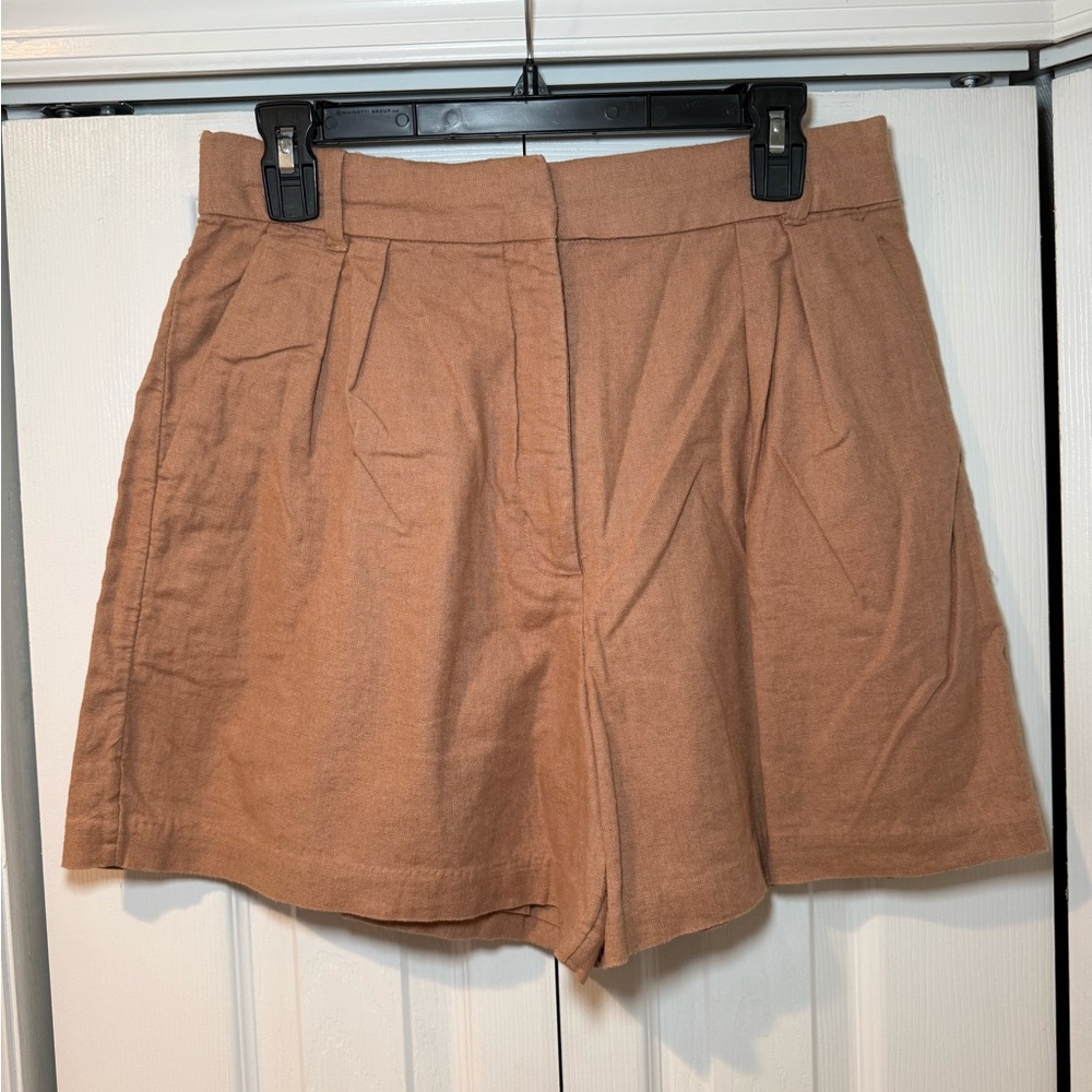 Abercrombie & Fitch High Waist Linen Tan Shorts